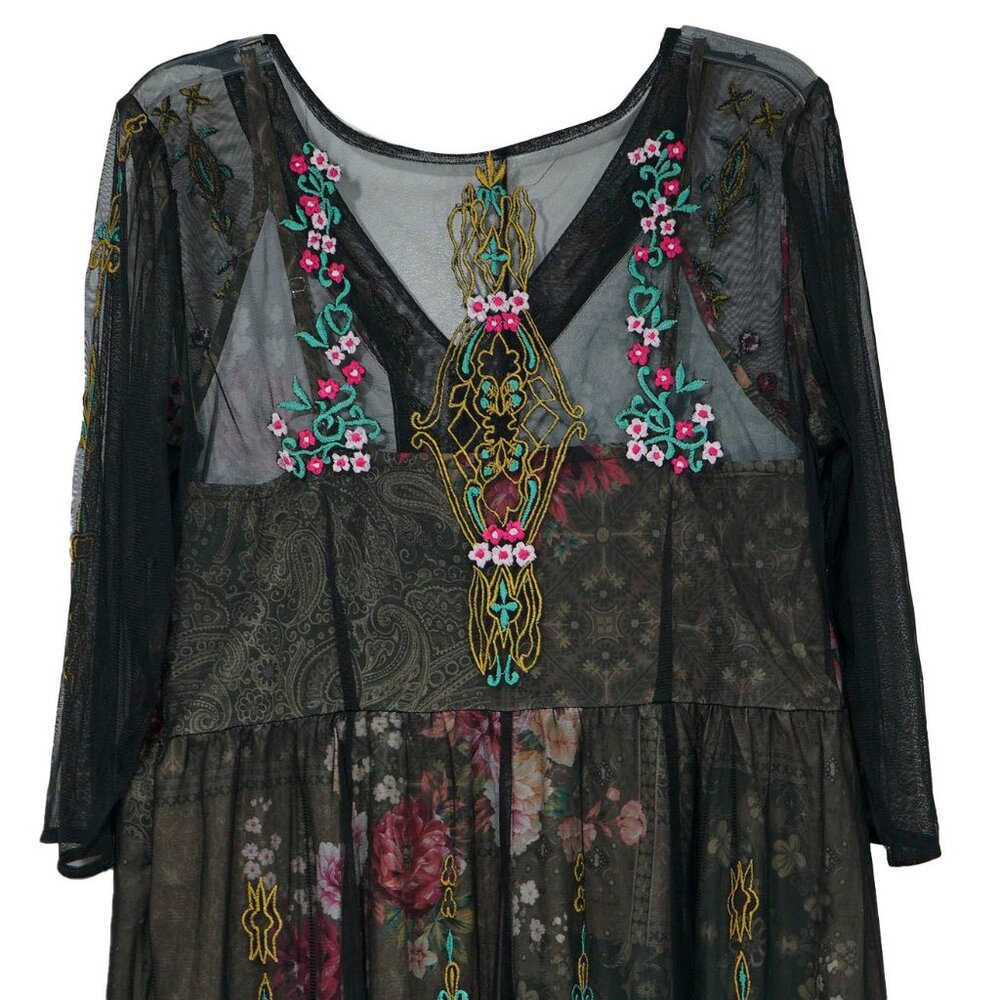 eshakti Black Floral Sheer V-Neck Maxi Dress - Picture 9 of 15